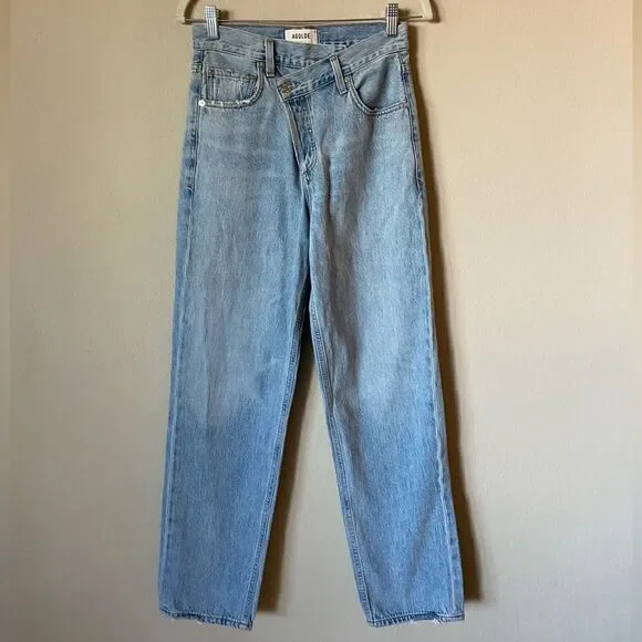 Agolde Criss Cross Upsized Blue Jeans High Waist Straight Leg Size 23 - Picture 12 of 12